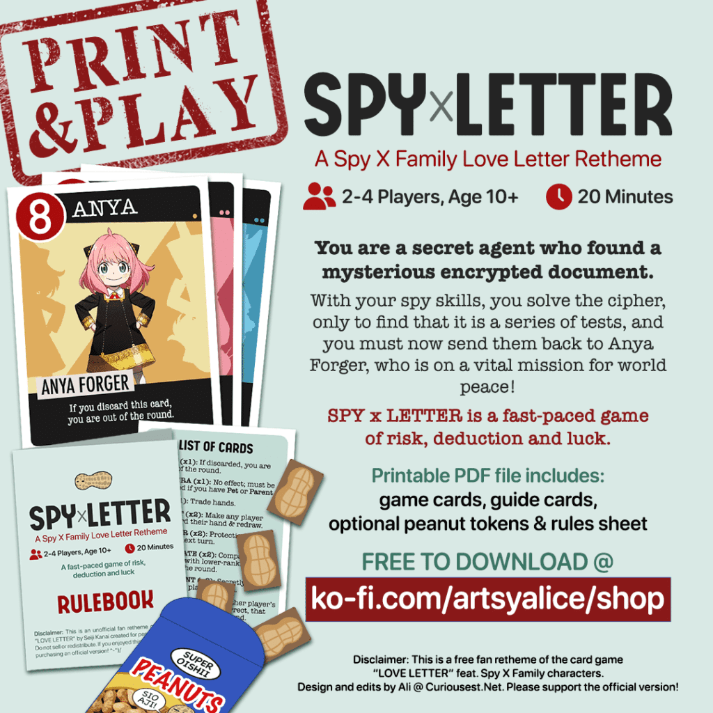 Print-and-Play SPY X LETTER